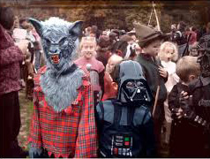 Parade attendees dressed in their Halloween best