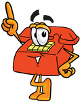 Clip Art Graphic of a Red Landline Telephone Cartoon Character